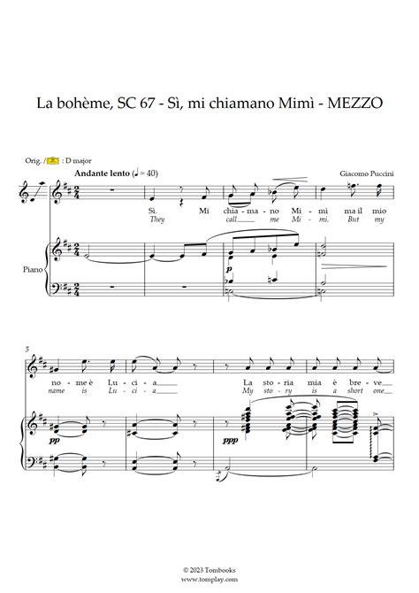 Mi Chiamano Mimi Pdf Free Sheet Music