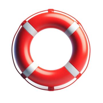 Red Lifebuoy On Water White Background Red Lifebuoy On Water Red