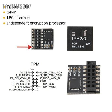 Taurus307 TPM 2 0 Module 14Pin SPI Encryption Security LPC Interface