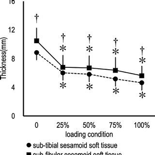 Sub Sesamoid Soft Tissue Thickness Under Each Condition Significantly