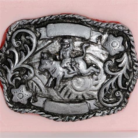 Fondant Mold Western Belt Buckle Mold Cowboy Bull Riding Belt Buckle