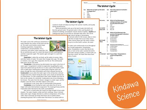 The Water Cycle Reading Comprehension Passage And Questions Pdf