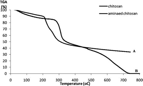 Tga Analysis Of A Chitosan B Aminated Chitosan Download