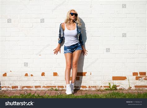 Beautiful Sexy Blonde Woman Dressed Denim Stock Photo 1173836215 Shutterstock