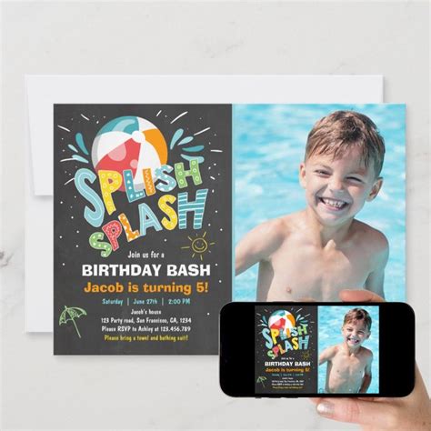 Splish Splash Birthday Invitation Pool Party Zazzle In Splish