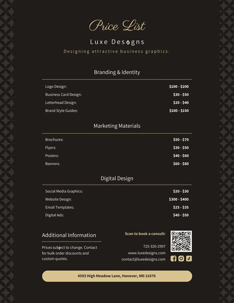 Graphic Design Price List Template Venngage