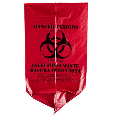 10 Gallon 24 X 24 Red Isolation Infectious Waste Bag Biohazard Bag