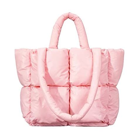 Large Puffer Tote Bag Trendy Quilted Cotton Padded Handbags For Women Soft Shoulder Bag Nylon