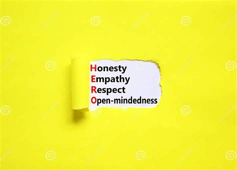 Hero Honesty Empathy Respect Open Mindedness Symbol Concept Words Hero