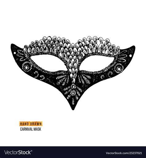 Hand Drawn Venetian Carnival Mask Royalty Free Vector Image