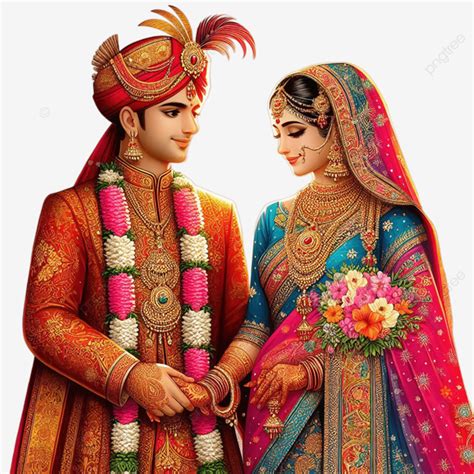 Indian Wedding All India Couple Standing Indian Wedding Card Clipart