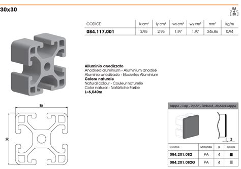 Perfil TSLOT 3030 3MTS ROLL CNC