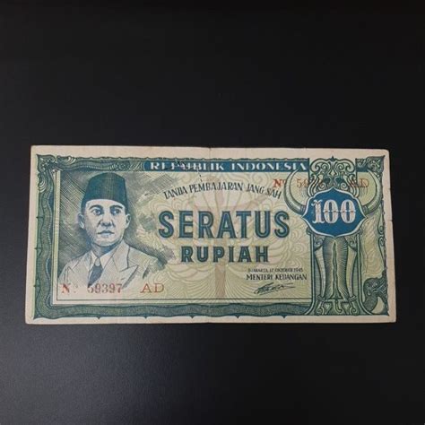 Jual Uang Kuno Pecahan Rp 100 Tahun 1945 Gambar Sukarno ORI Shopee