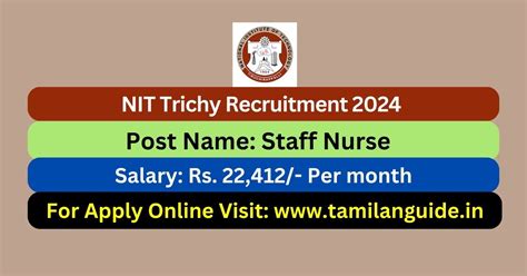 Nit Trichy Recruitment 2024 Staff Nurse Posts Apply Now Tamilanguide