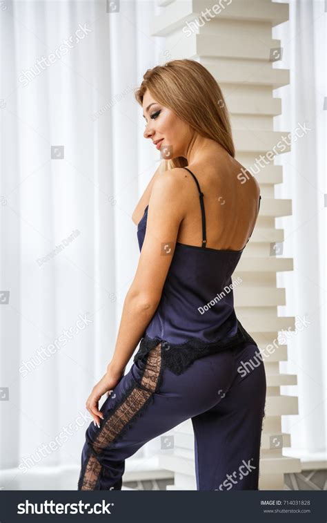 Beautiful Girl Blonde Sexy Bottom Lingerie Stock Photo