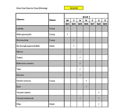 housekeeping checklist format  office  excel printable receipt