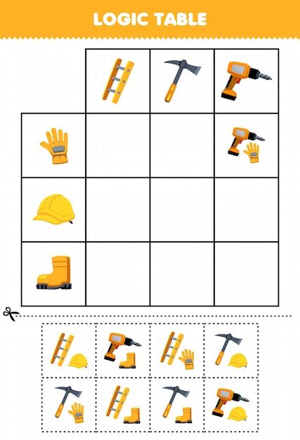 Gra Edukacyjna Dla Dzieci Tablica Logiczna Drabina Z Kilofem I Wiertło