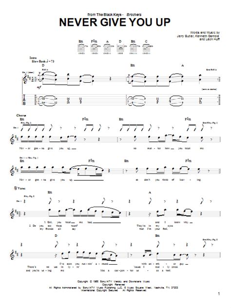 Never Give You Up By The Black Keys Guitar Tab Guitar Instructor