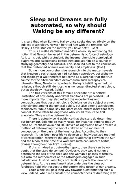 Pdf Sleep And Dreams Are Fully Automated So Why Should Waking Be Any