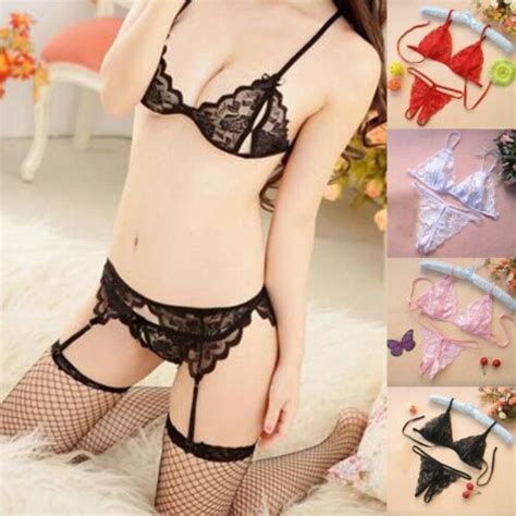 Women Mini Bikini Mesh Micro Bra Set G String Thong Lingerie Swimwear Underwear EBay