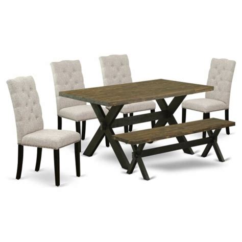 East West Furniture X Style 6 Piece Wood Dining Table Set In Black 1 King Soopers