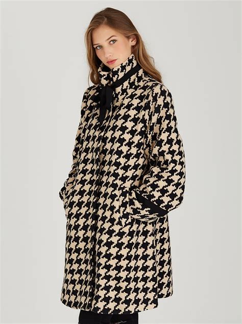 Houndstooth Swing Coat Black And White G Couture Coats