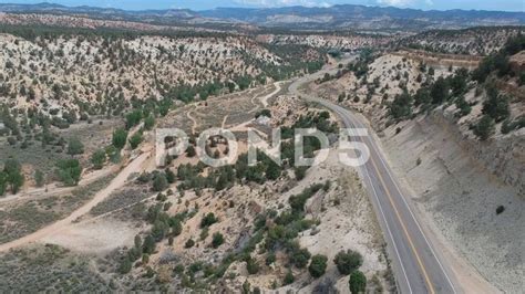 Aerial View of Road and Mountains