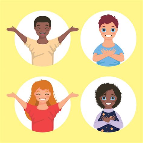 diversity four kids 10850153 Vector Art at Vecteezy