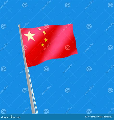 China Flag on Blue Background. 3d Illustration Stock Illustration ...