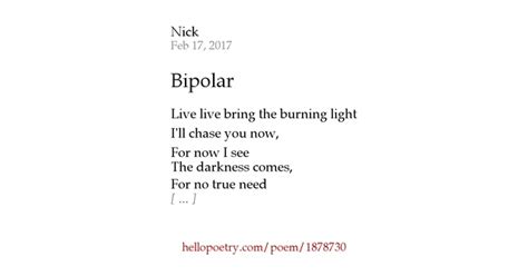 Bipolar By Nick Hello Poetry