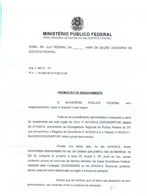 Promoção De Arquivamento Ministério Público Pdf