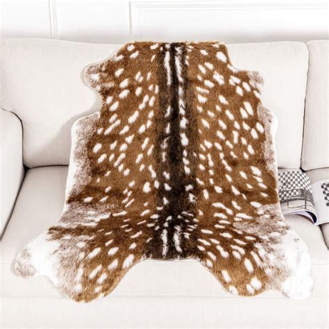 Faux Cowhide Rug Animal Print Area Rug Deer Hide Rug Sika Deer Carpet Cow Hides and Skins Rug ...