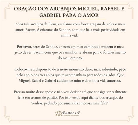 Oração Dos Arcanjos Miguel Rafael E Gabriel Para O Amor