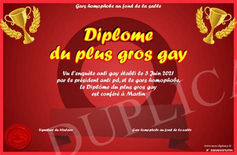 Diplome Du Plus Gros Gay