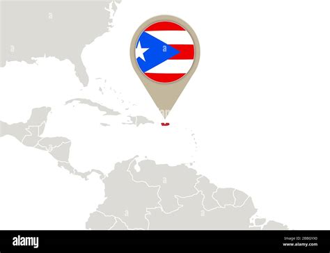 Map with highlighted Puerto Rico map and flag Stock Vector Image & Art ...