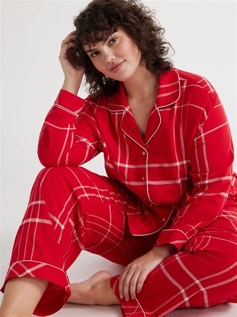 Joyspun Women S Long Sleeve Flannel Sleep Top And Pants Pajama Set 2