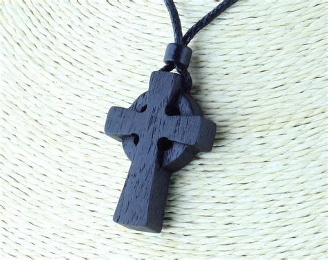 Celtic Cross Necklace Celtic Cross Celtic Necklace Wood Necklace Bog ...