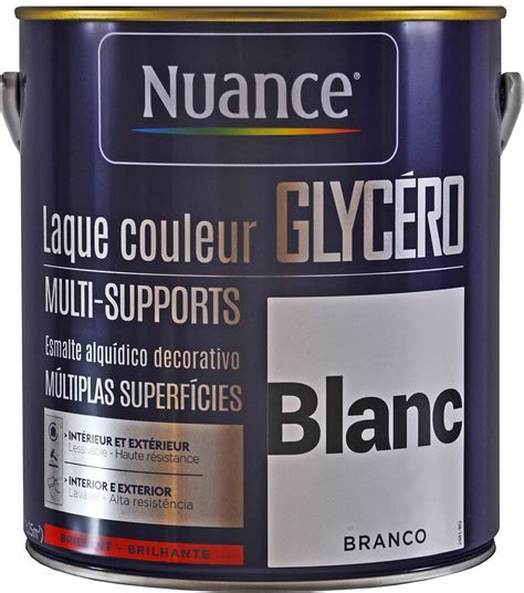 Laque Glycéro Blanc Brillant Multi support 2 5L Bricorama