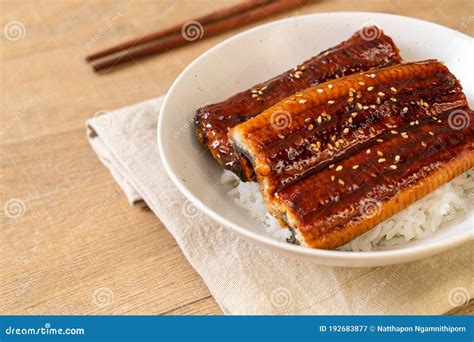 Japanese Eel Grilled With Rice Bowl Or Unagi Don Stock Image Image Of