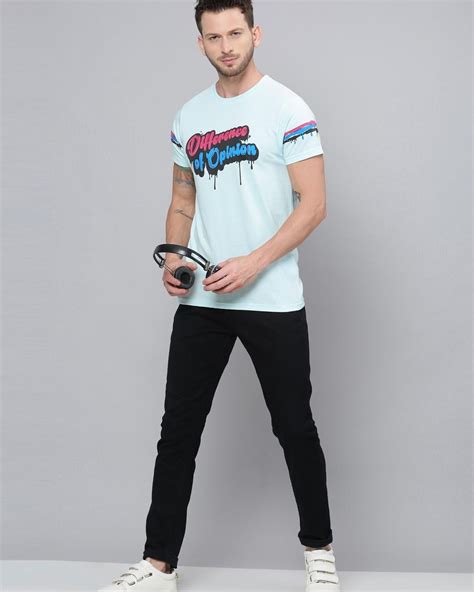 Buy Men's Blue Typography T-shirt for Men Blue Online at Bewakoof