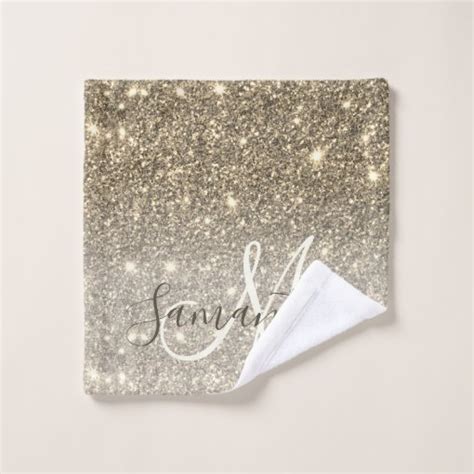 Modern Gold Glitter Sparkles Personalized Name Bath Towel Set Zazzle