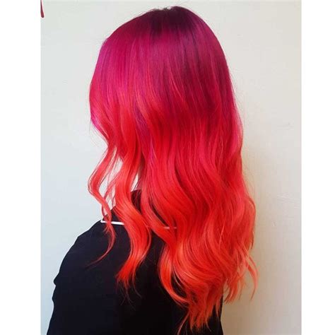 Purple Pink Orange Hair Colour Looks Ombre Inspiration Oranje Haar Ideeën Voor Haarkleuren