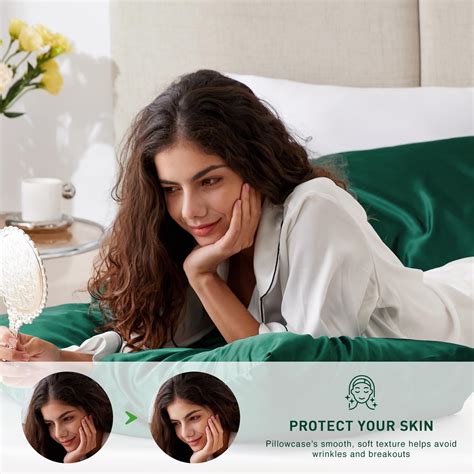 Loves Cabin Silk Satin Pillowcase For Hair And Skin Dark Green 20x30 Inches Slip Pillow