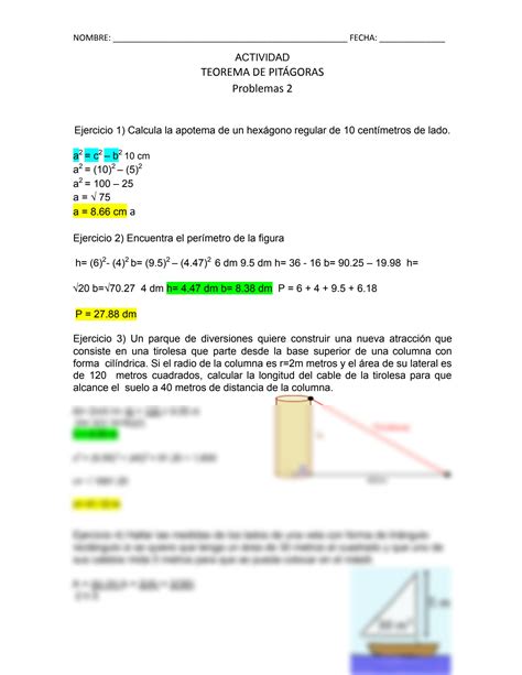 SOLUTION Teorema De Pit Goras Problemas Con Clave 2 Studypool