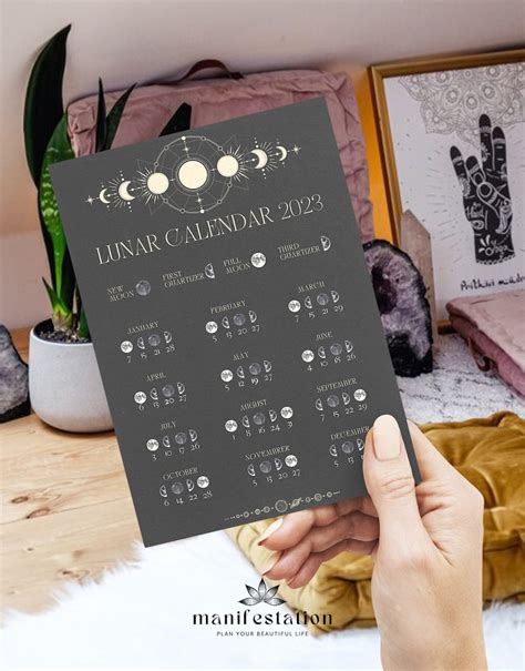 2023 Lunar Calendar, Printable Download, Moon Phase Calendar, A4 Size ...