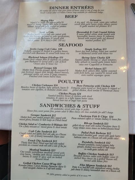 Menu at Porterhouse Restaurant & Pub, Lahaska