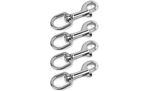 QWORK 3 1 2 Swivel Eye Bolt Snap Hook 4 Pack 316 Stainless Steel