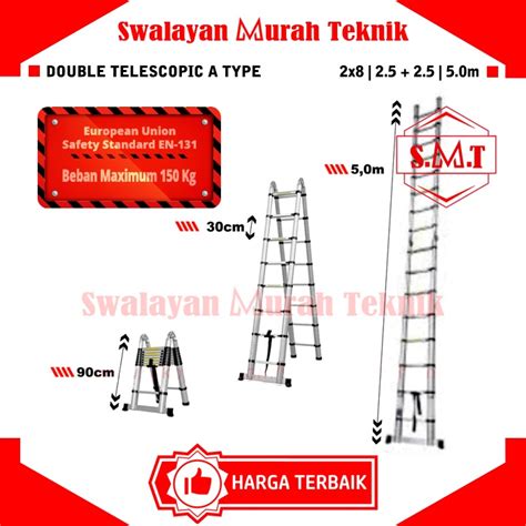 Jual Tangga Double Teleskopik 2 5 2 5 5Meter MOLLAR Dobel 5 Meter