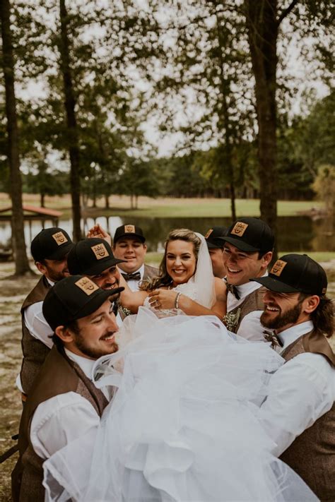 Groomsmen Holding Bride Farm Wedding Fall Wedding Wedding