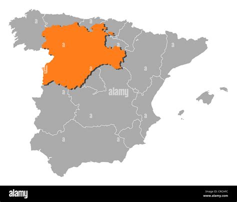 Mapa Político De España Con Las Diversas Regiones Donde Castilla Y León